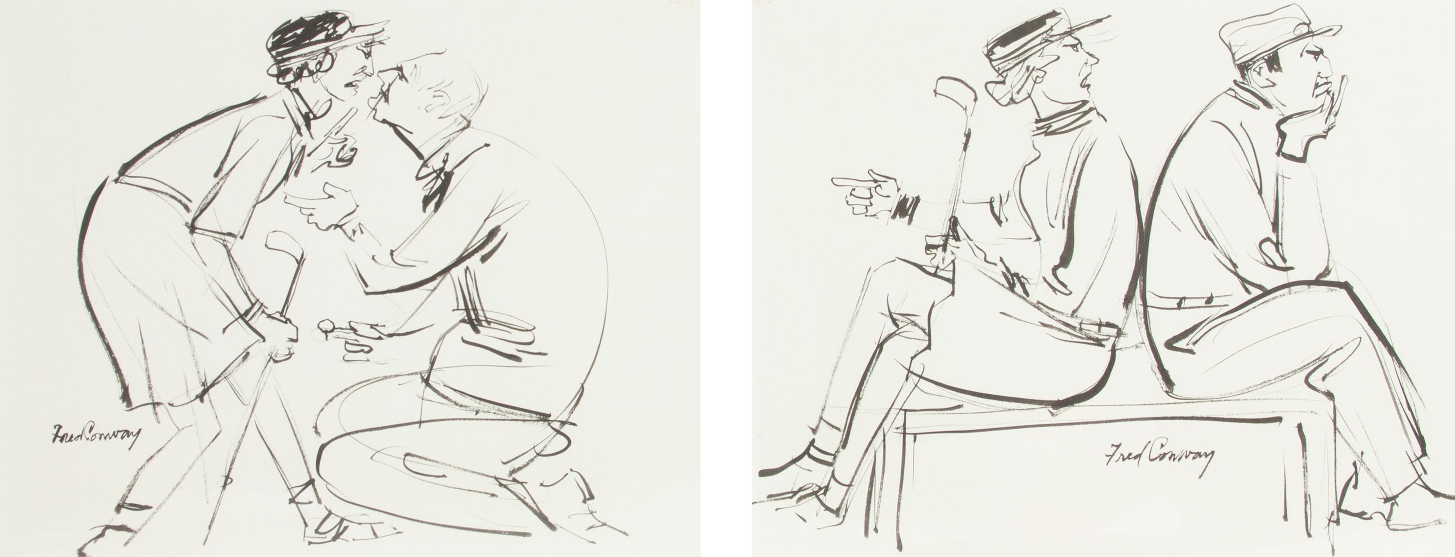 Three works: Golfing Couples