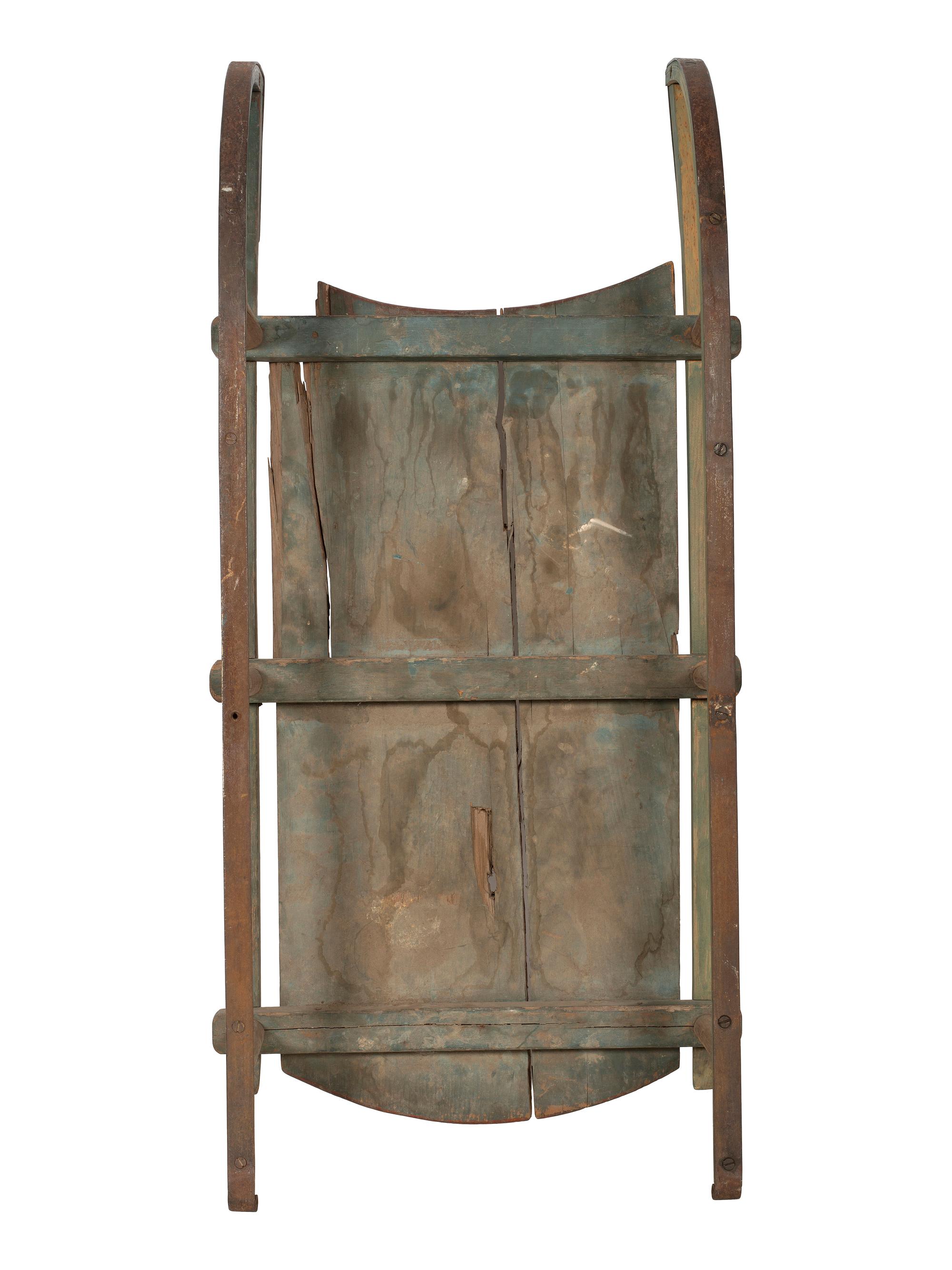 A Paint Decorated Wooden Sled