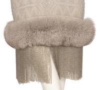 J. Mendel Silk Dress with Beading and Fox Fur Trim, 1990-2000s