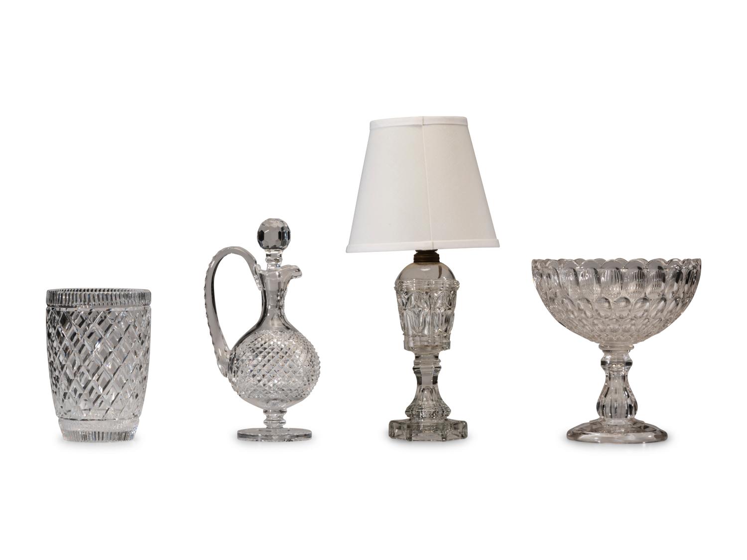 Four Cut and Molded Glass Table Articles
