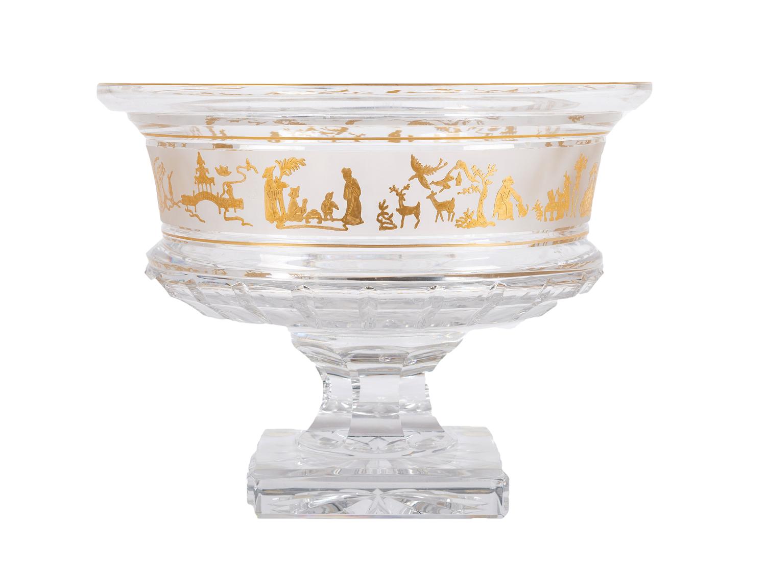 A Val St. Lambert Crystal and Gilt Centerpiece Bowl