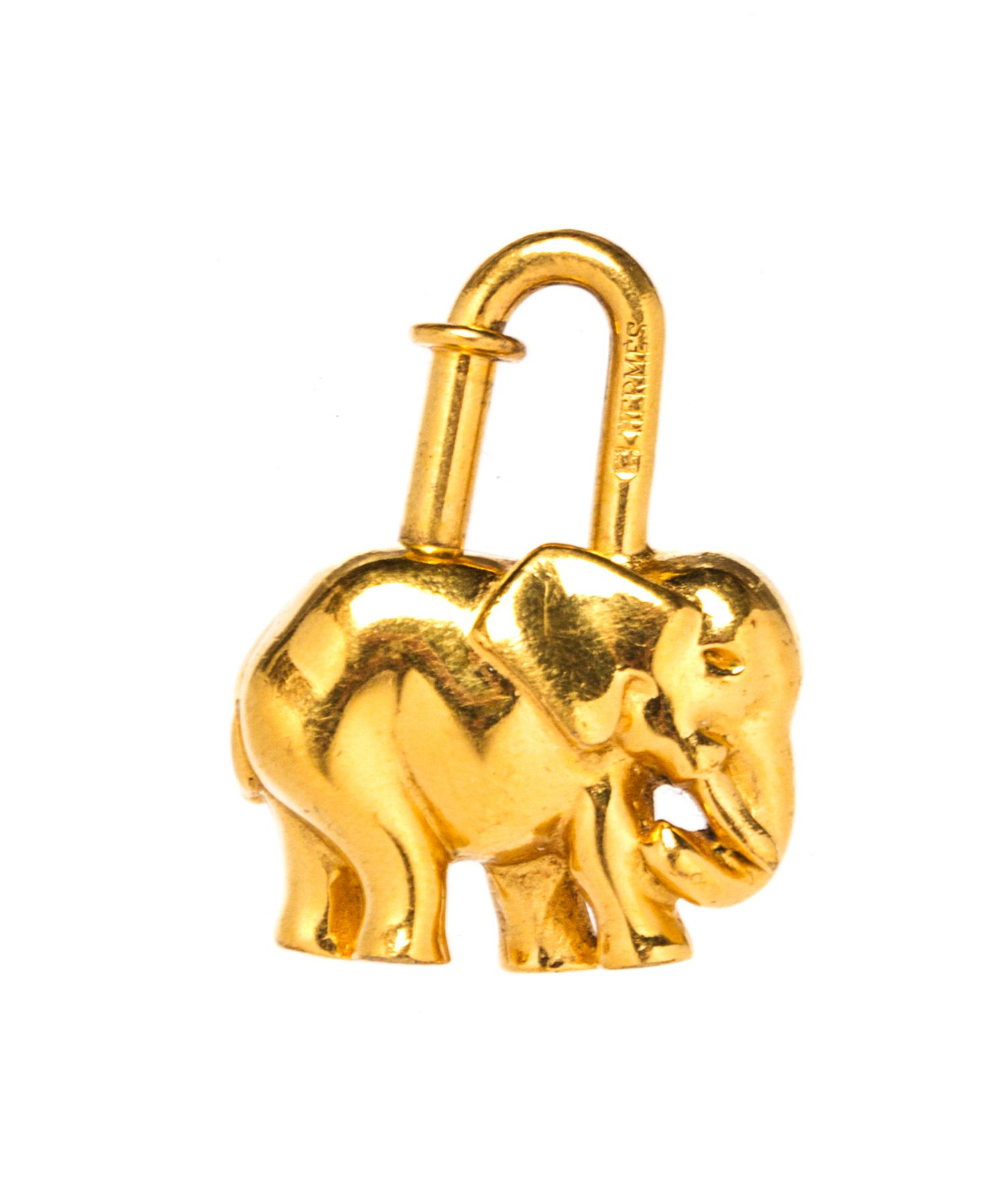 An Hermes Gold Cadena Elephant Charm, 1" x 1.5".