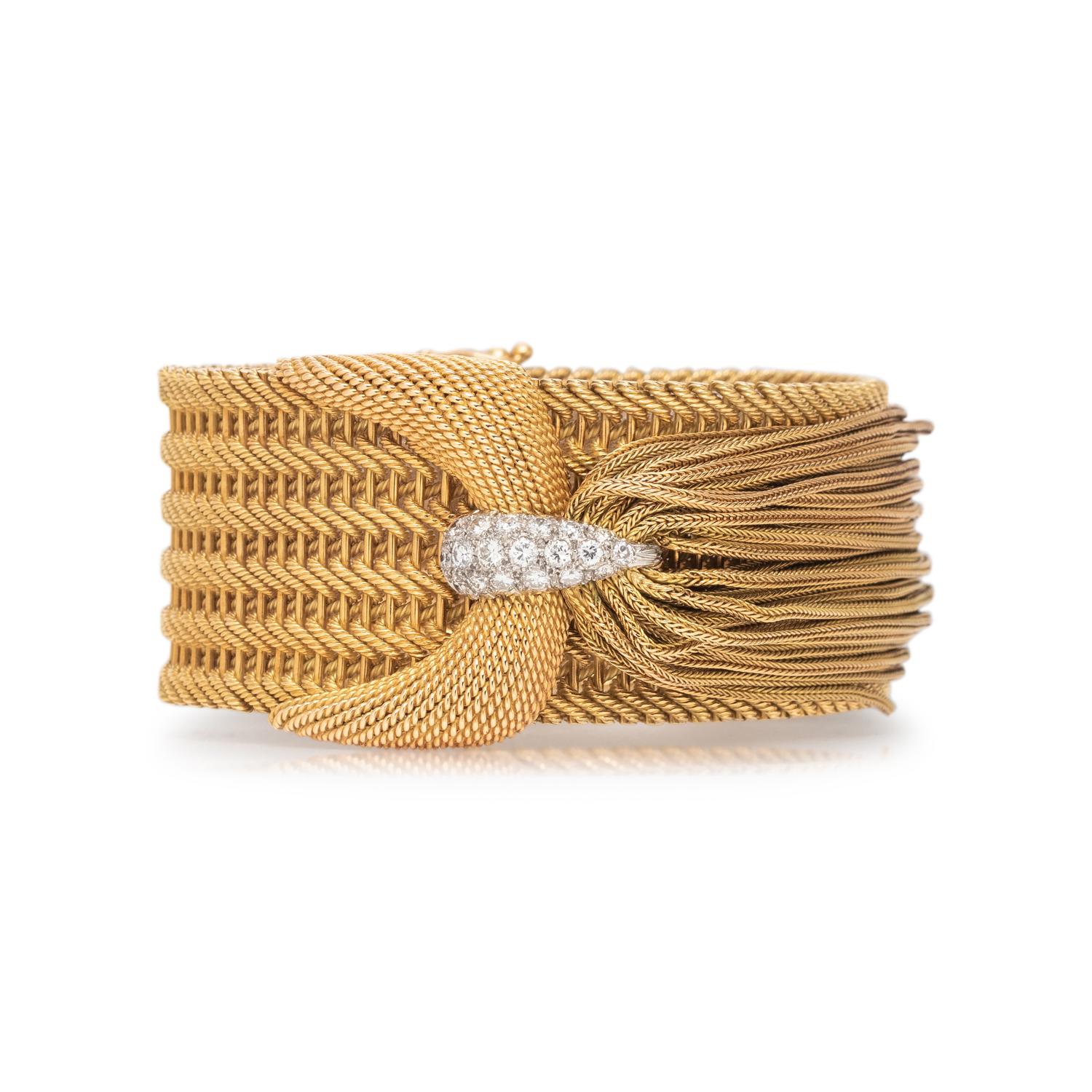 YELLOW GOLD AND DIAMOND TASSEL BRACELET