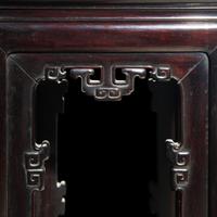 A Pair of Chinese Hong Mu , Incense Stands, 19th Century 清晚期 紅木拐子龍紋香幾一對