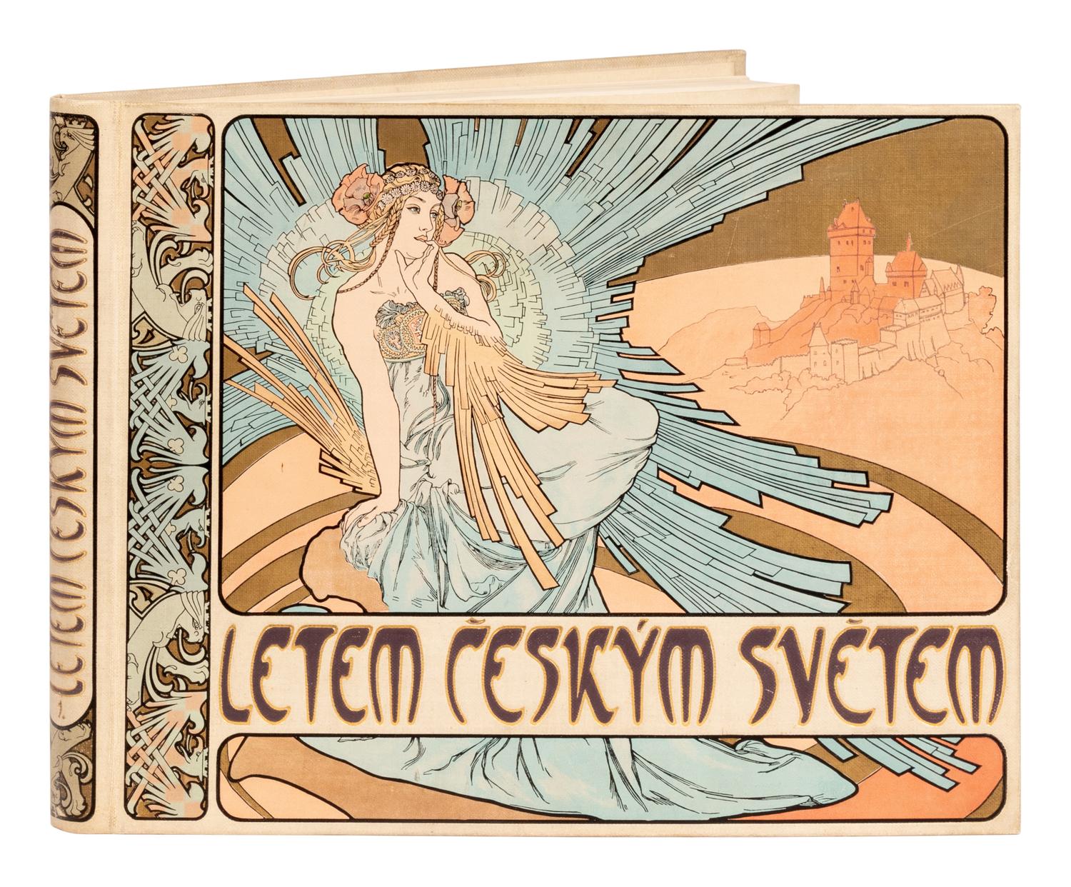 [MUCHA, Alphonse (1860-1939)]. Letem Ceskym Svetem . [A Flight Over the Czech World.] Prague: Jos. Pfeiffer, 1898.