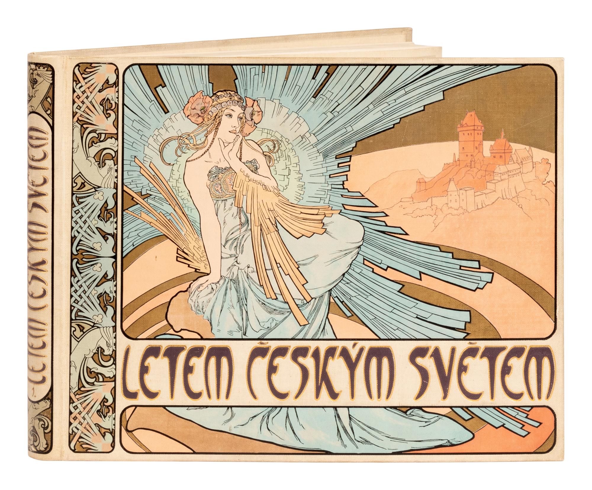 [MUCHA, Alphonse (1860-1939)]. Letem Ceskym Svetem . [A Flight Over the Czech World.] Prague: Jos. Pfeiffer, 1898.