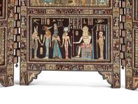 An Egyptian Style Mother-of-Pearl Inlaid Three-Panel Screen