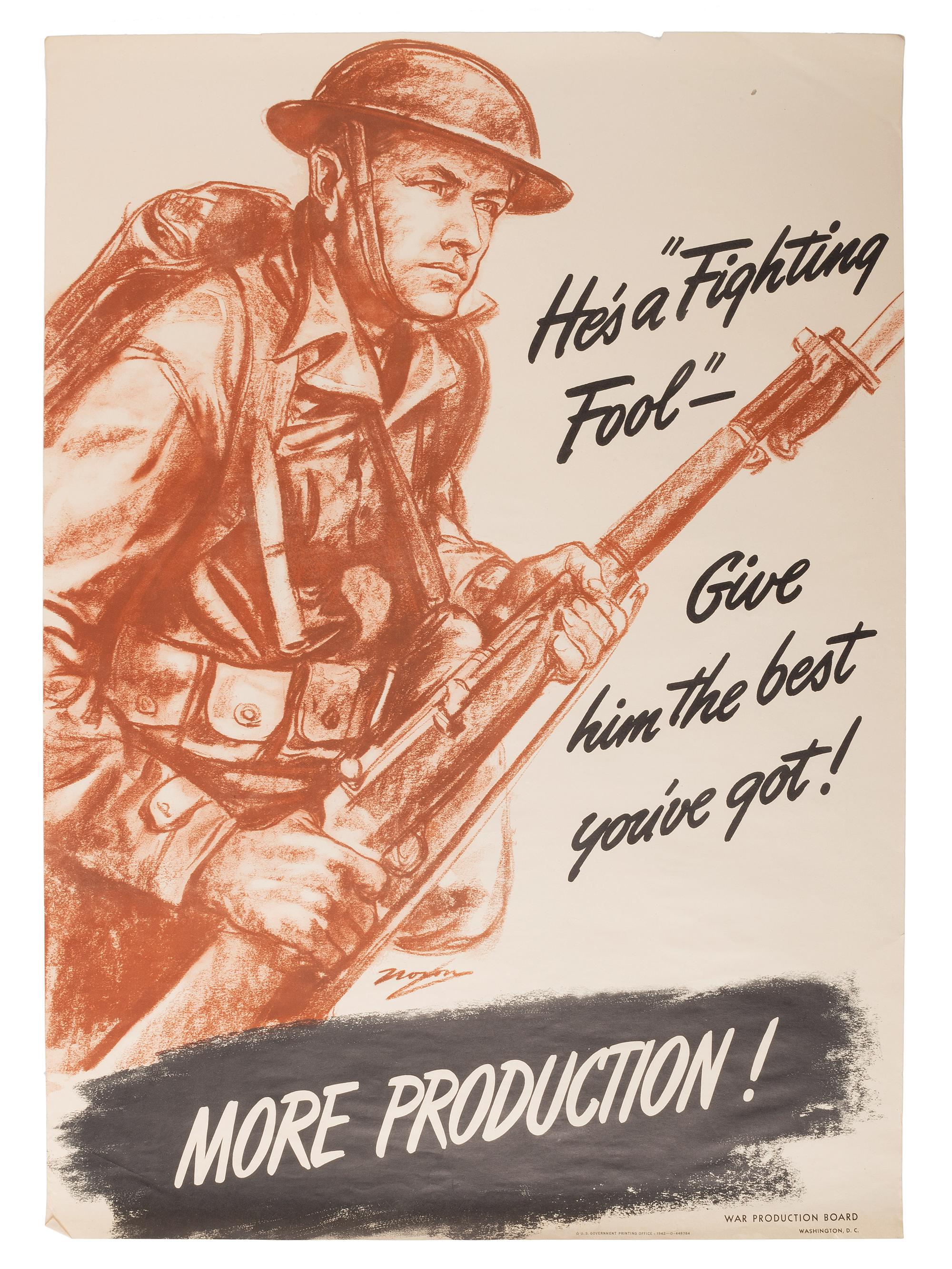 [WORLD WAR II]. A group of 4 posters encouraging home front efforts including production, aid, and conservation, comprising:
