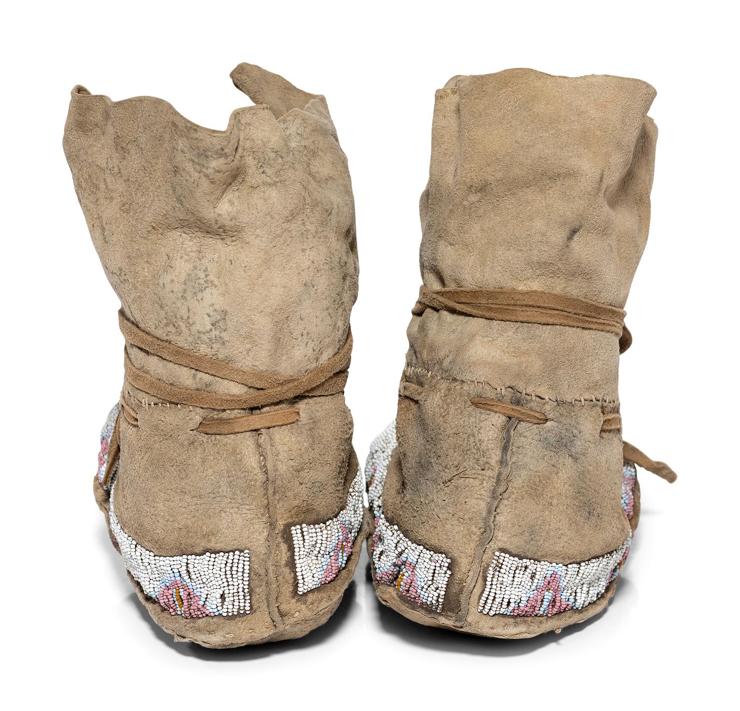 Northern Plains Beaded Hide High Top Moccasins, with Church