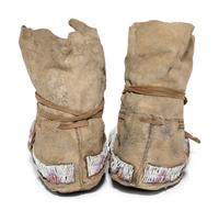 Northern Plains Beaded Hide High Top Moccasins, with Church