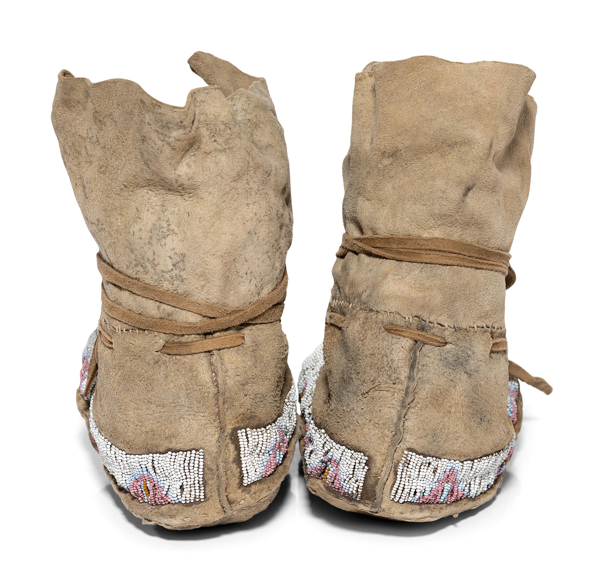 Northern Plains Beaded Hide High Top Moccasins, with Church