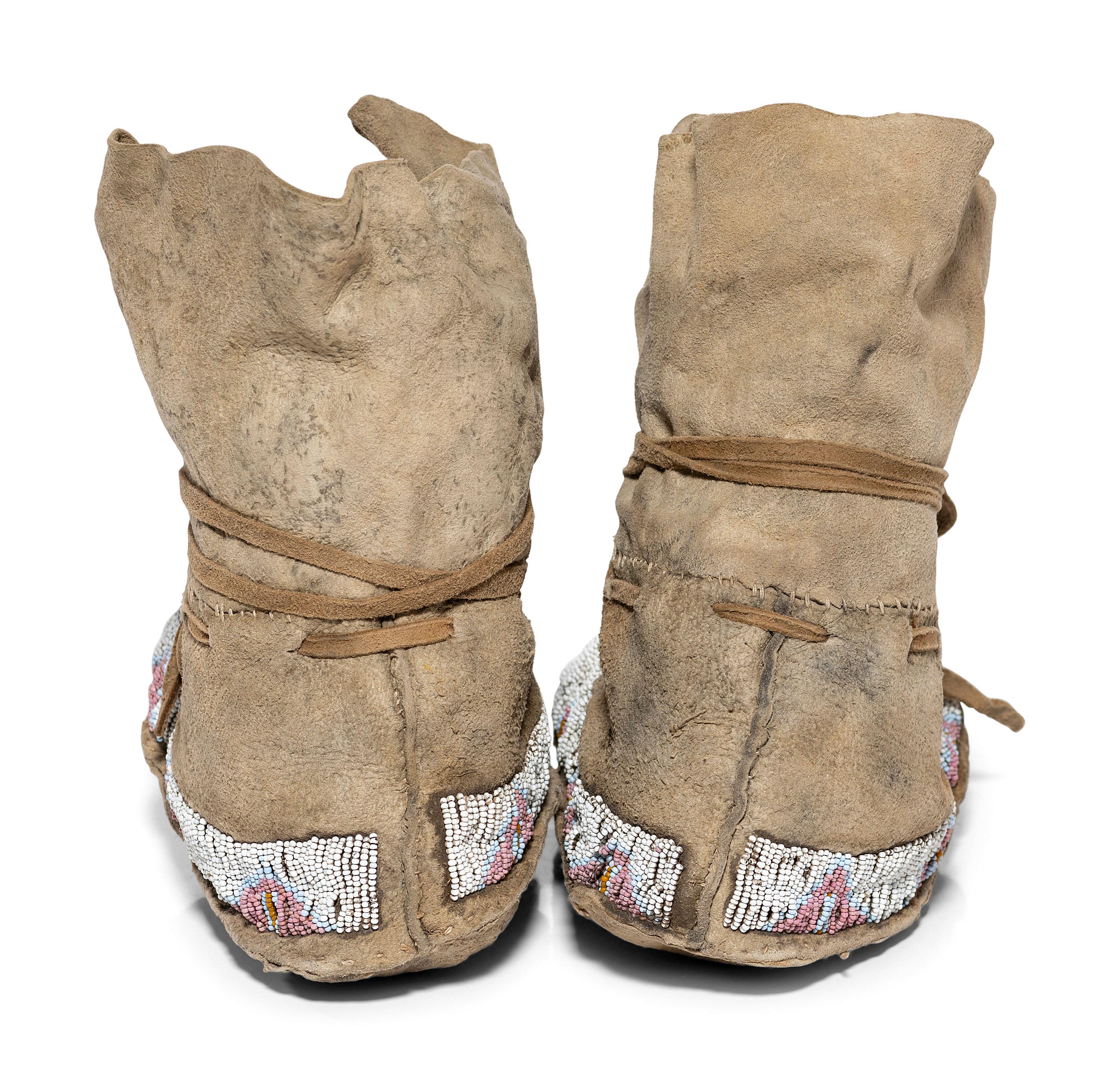 Northern Plains Beaded Hide High Top Moccasins, with Church