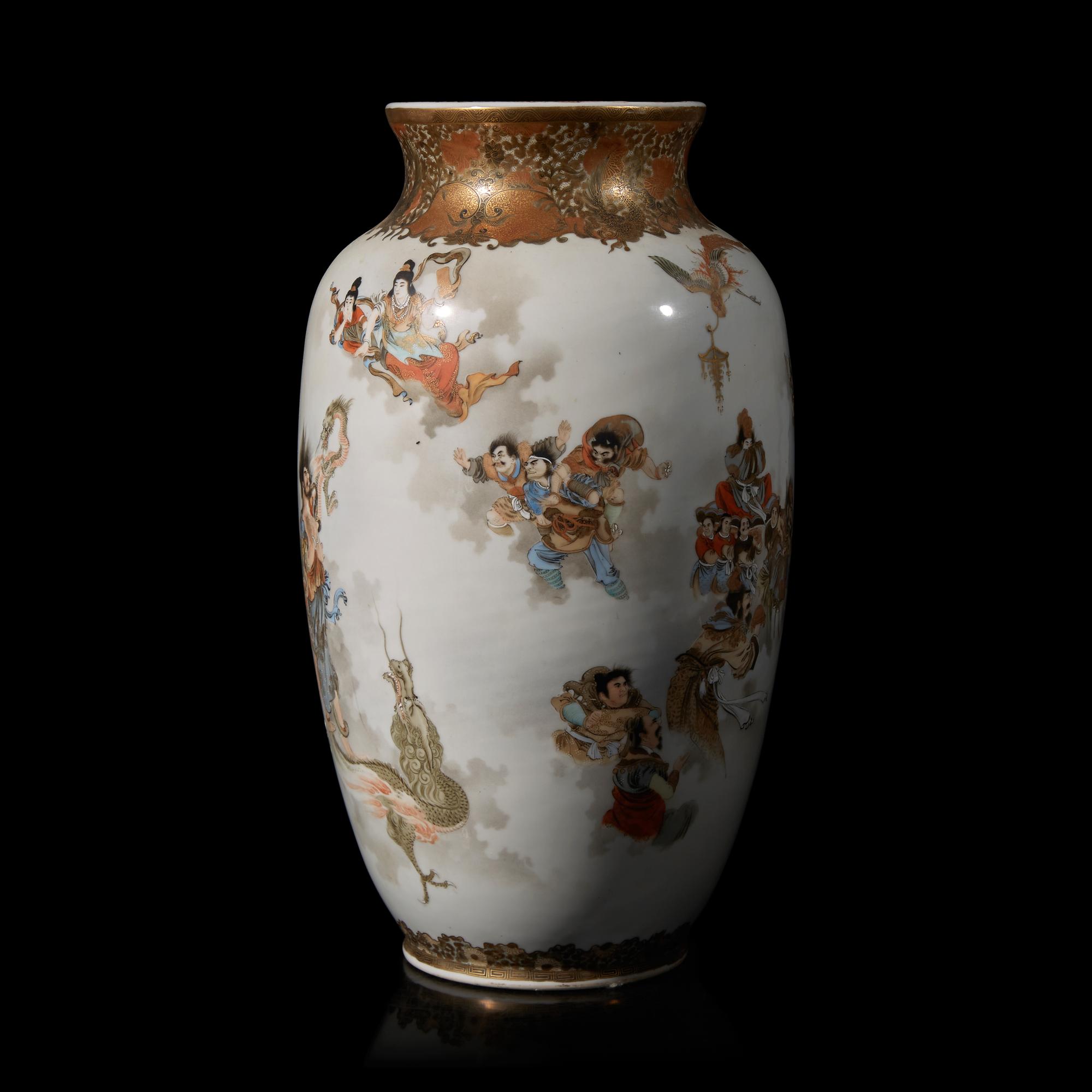 A Large and Finely Decorated Japanese Enameled Porcelain Vase, Meiji Period