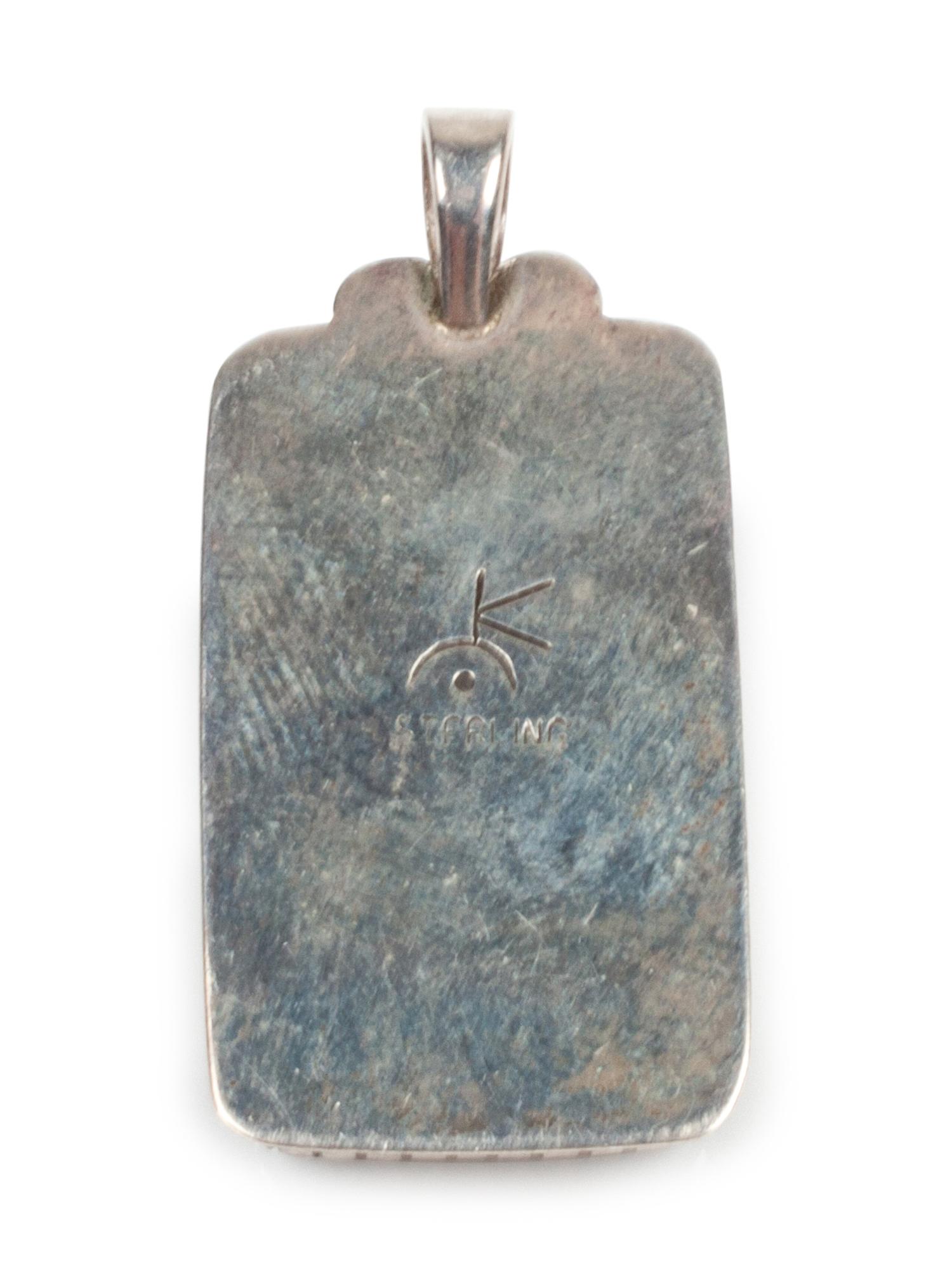Native American Sterling Silver Pendant with Inlay