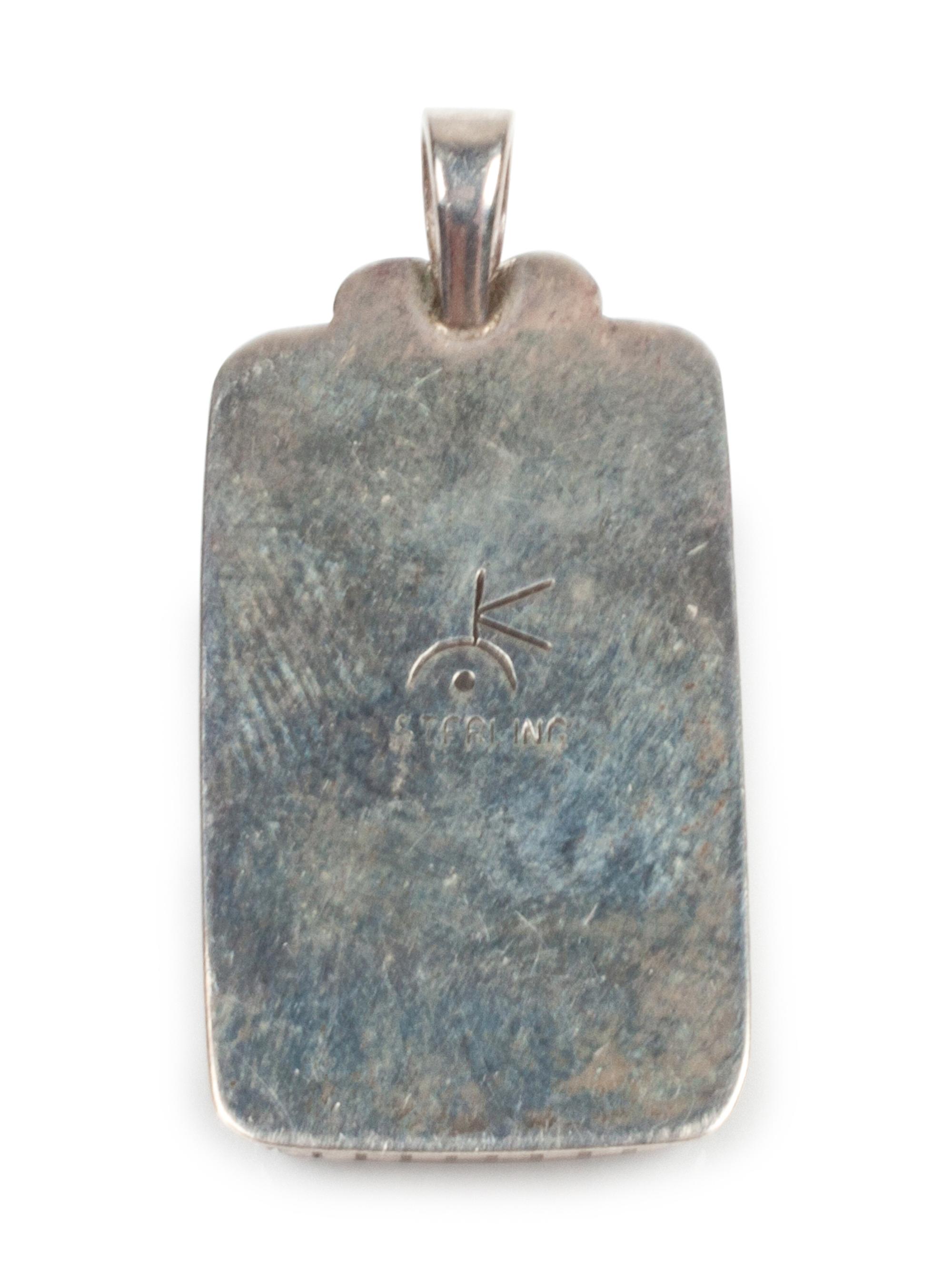 Native American Sterling Silver Pendant with Inlay