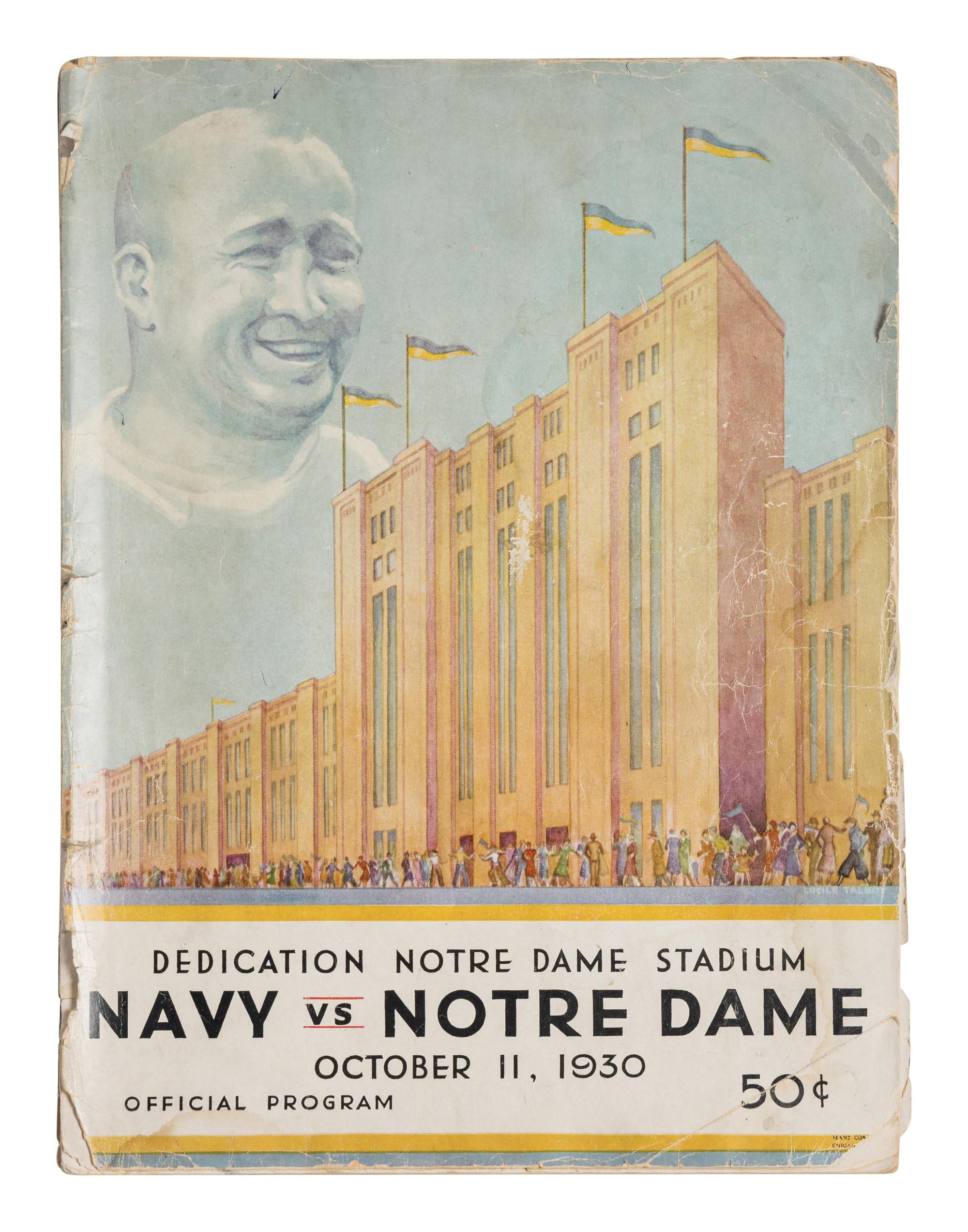 An Original 1930 Opening of Notre Dame Stadium Multi Signed Autograph Football Program Including Knute Rockne (Beckett Authentication Services BAS Letter),