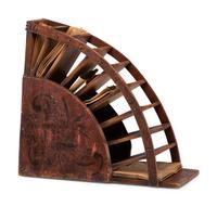 A Stenciled Wood Stratton & Bird Countertop Bag Rack