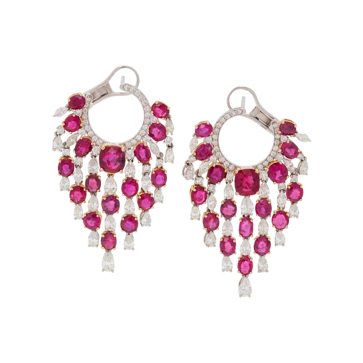 RUBY AND DIAMOND EARCLIPS