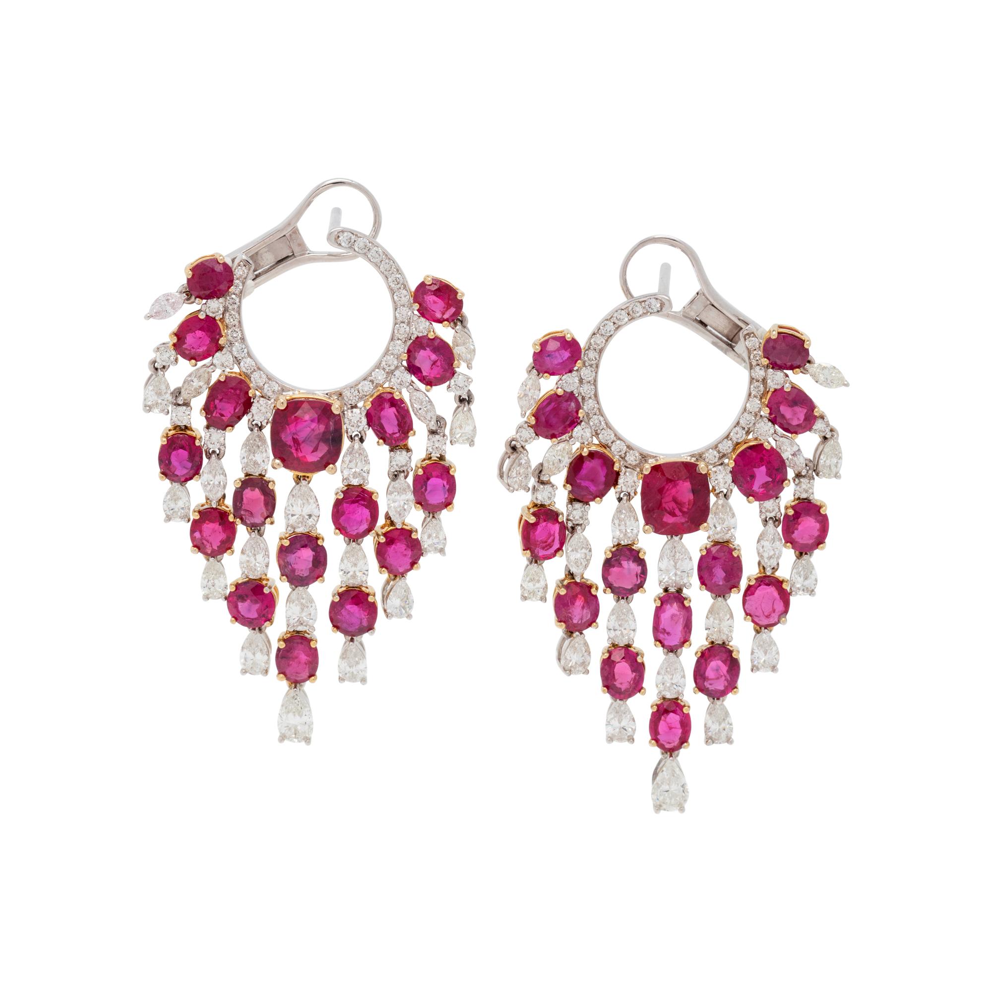 RUBY AND DIAMOND EARCLIPS