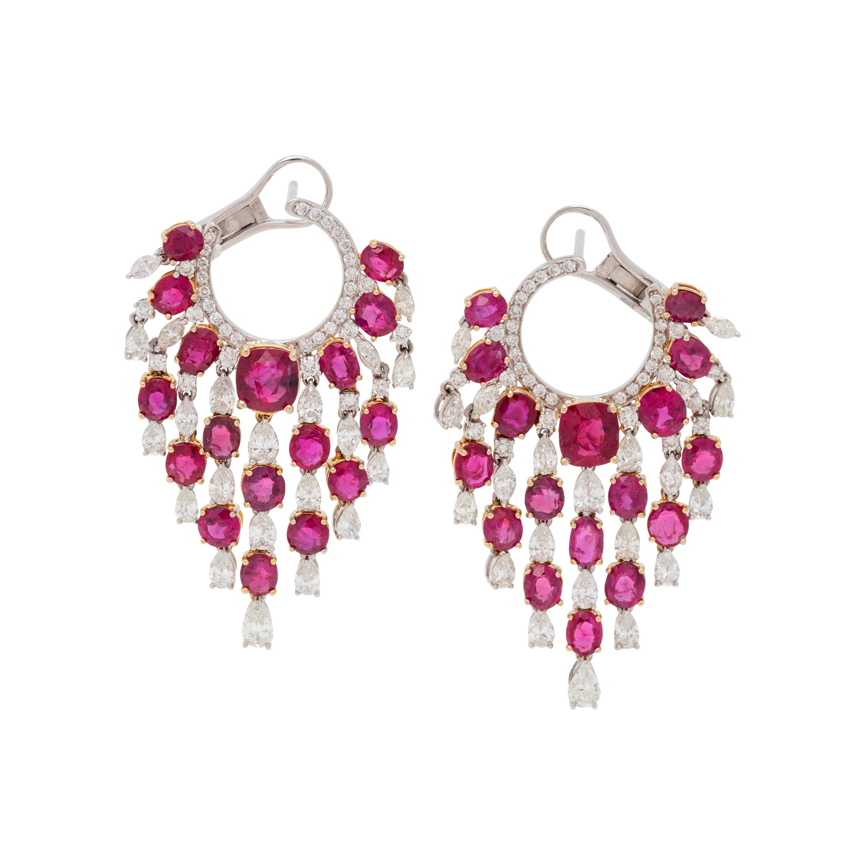 RUBY AND DIAMOND EARCLIPS
