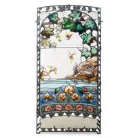 A French Leaded Glass, Painted Iron and Tôle Floor Screen