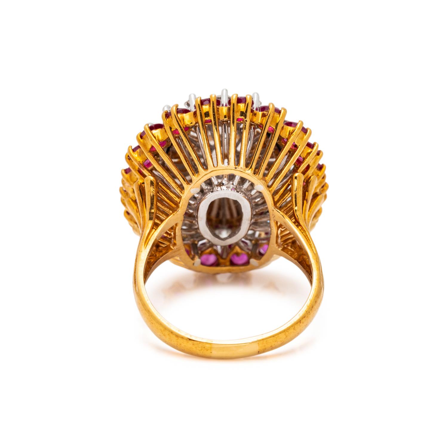OPAL, DIAMOND AND RUBY RING