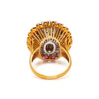 OPAL, DIAMOND AND RUBY RING