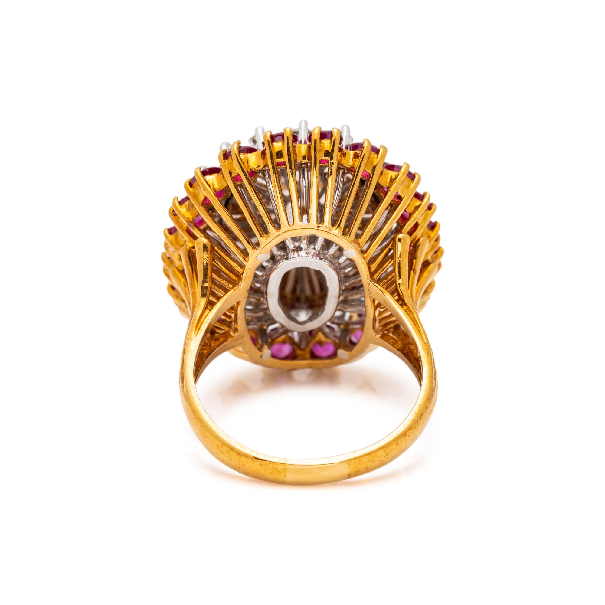 OPAL, DIAMOND AND RUBY RING