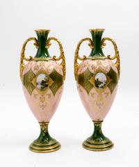 A Pair of Coalport Porcelain Vases Height 11 1/2 inches. — 19TH/20TH CENTURY