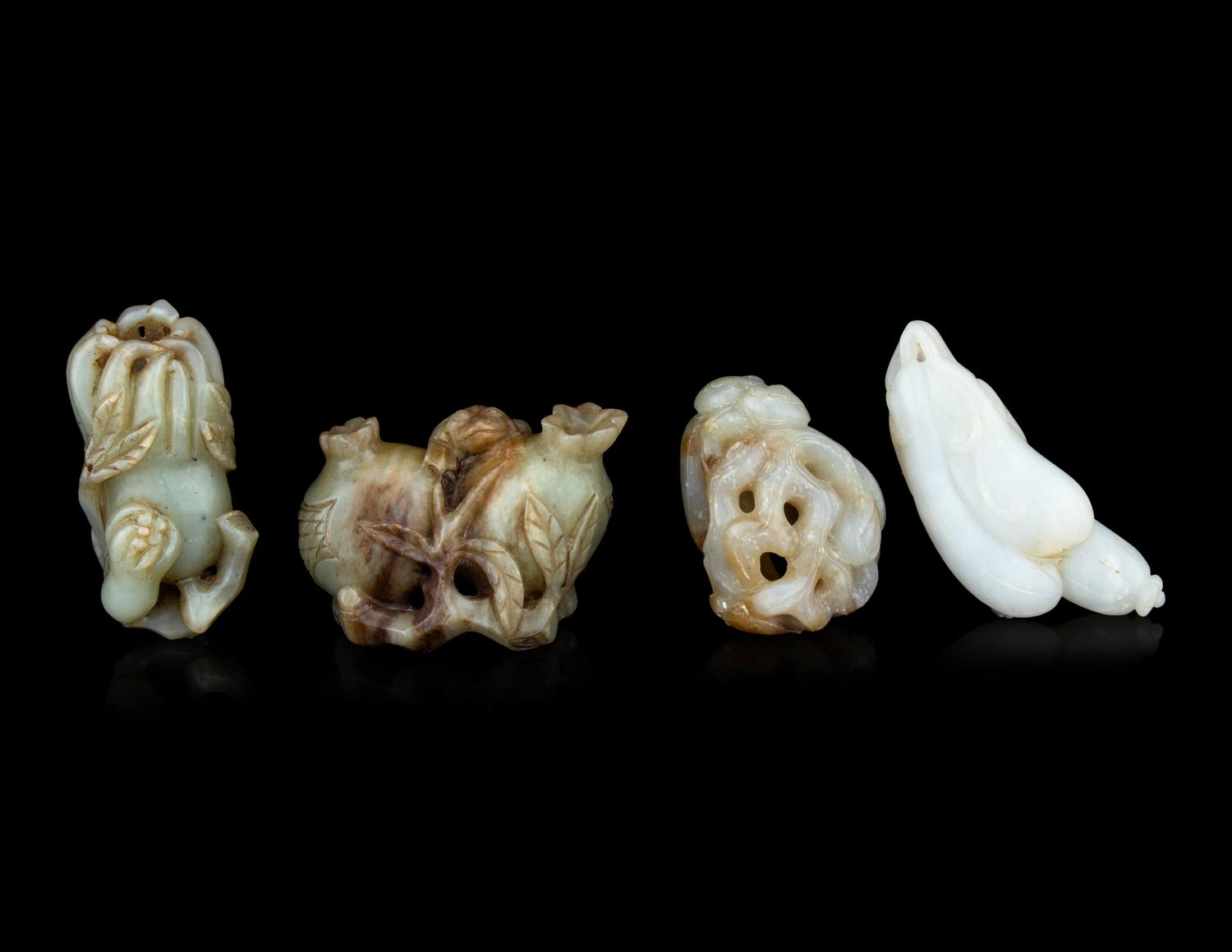 Four Chinese Jade 'Fruit' Carvings
