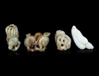 Four Chinese Jade 'Fruit' Carvings