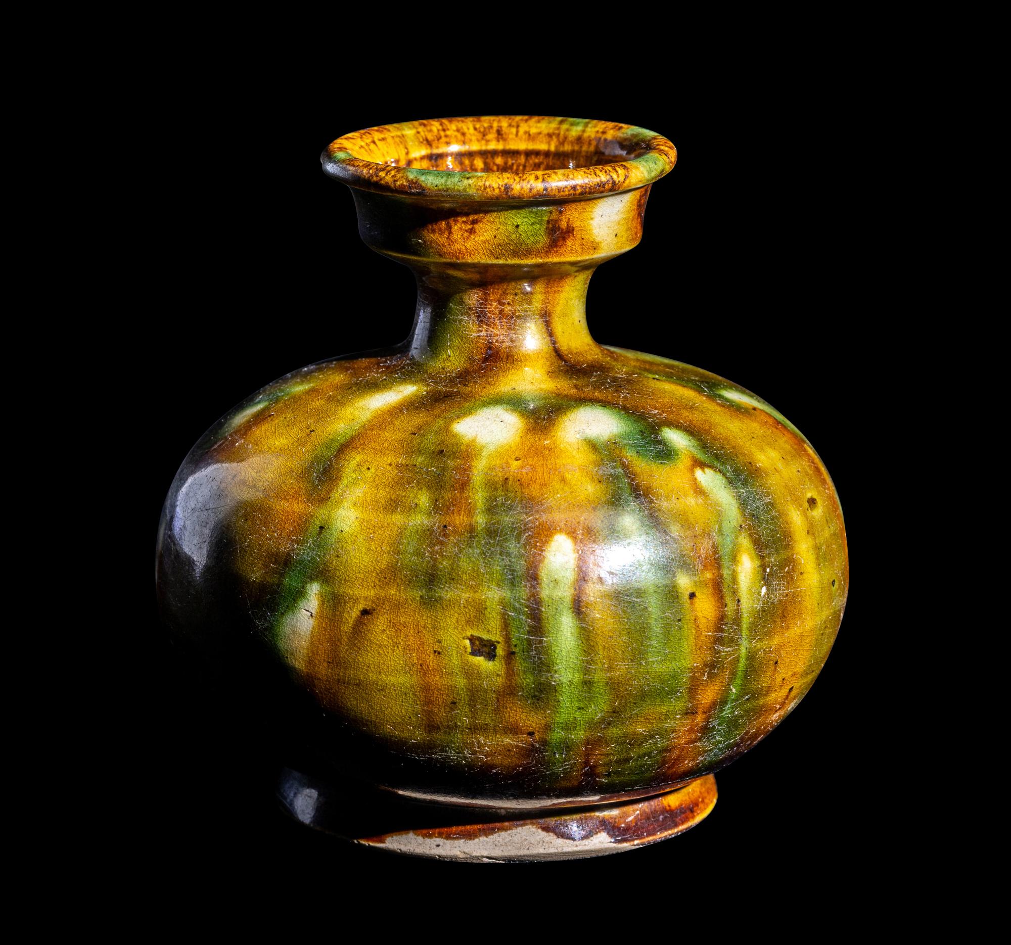 A Small Chinese Sancai Glazed Pottery Jar