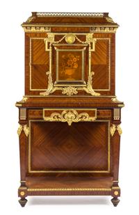A Louis XVI Style Gilt Bronze Mounted Kingwood and Marquetry Cabinet Height 70 x width 38 1/2 x depth 18 1/4 inches. — FRANCOIS LINKE, EARLY 20TH CENTURY