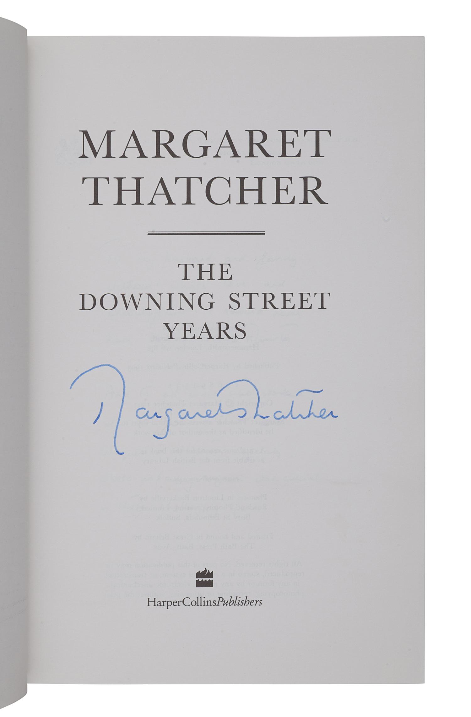 [BRITISH POLITICS -- PRIME MINISTERS]. THATCHER, Margaret (1925-2013). The Downing Street Years. London: Harper Collins, 1993.