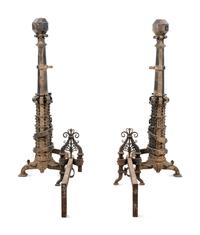 A Pair of Continental Iron Andirons