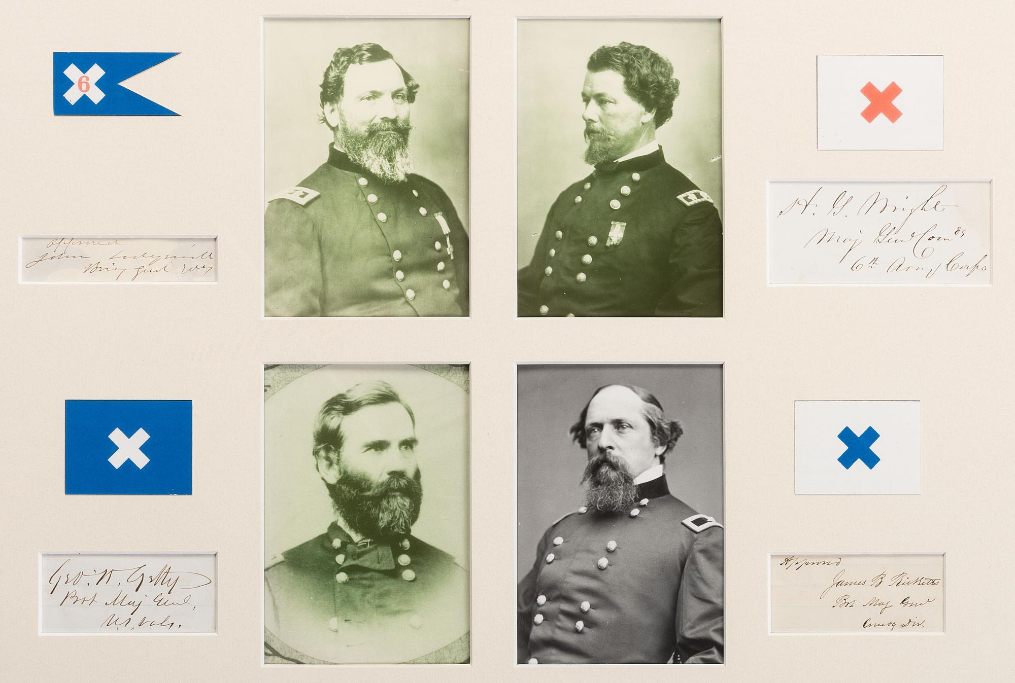[CIVIL WAR]. 13 autographs of leaders of the Army of Potomac, incl. MEADE, SEDGWICK, and BIRNEY.