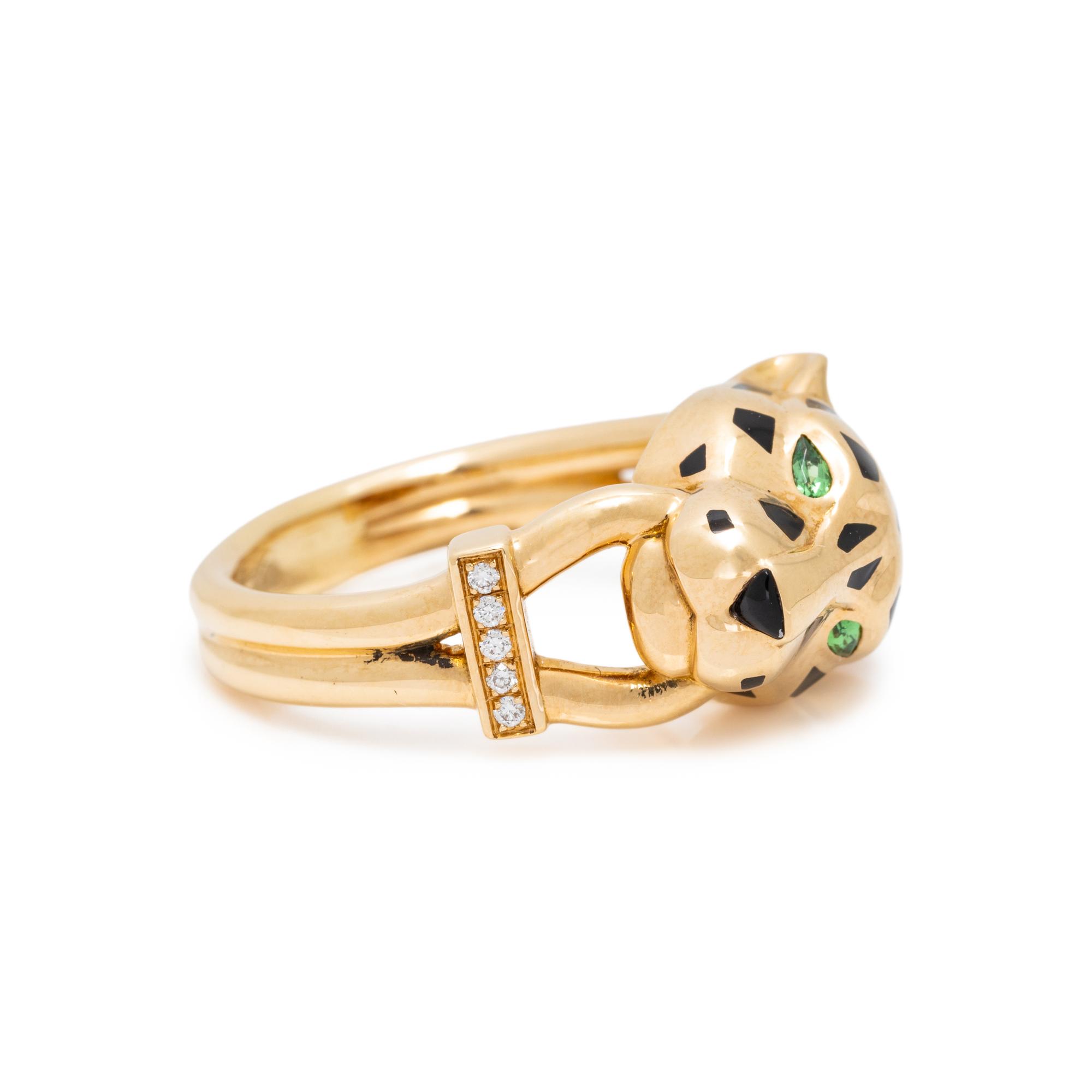 CARTIER, YELLOW GOLD, DIAMOND AND TSAVORITE GARNET 'PANTHÈRE DE CARTIER' RING