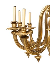 A Neoclassical Gilt Bronze Twelve-Light Chandelier