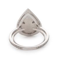 Moonstone, Diamond, and White Gold Ring