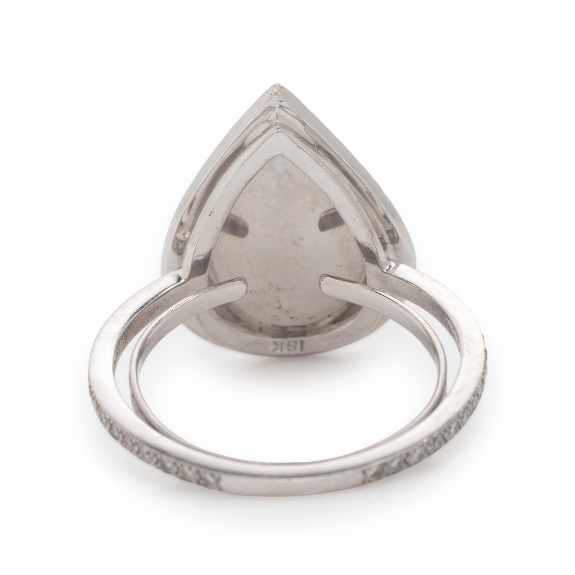 Moonstone, Diamond, and White Gold Ring