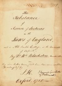 [Blackstone, William] Hammond, John. Contemporary Manuscript Lecture Notes