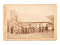 [HARRISON, Benjamin]. Albumen group portraits of Benjamin Harrison supporters posed with log cabins.
