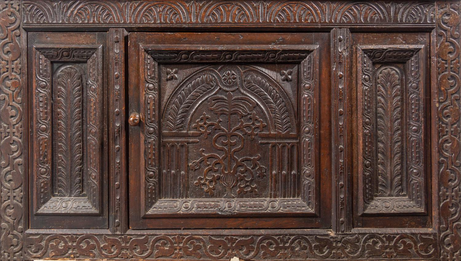 A William and Mary Carved Oak Court Cupboard