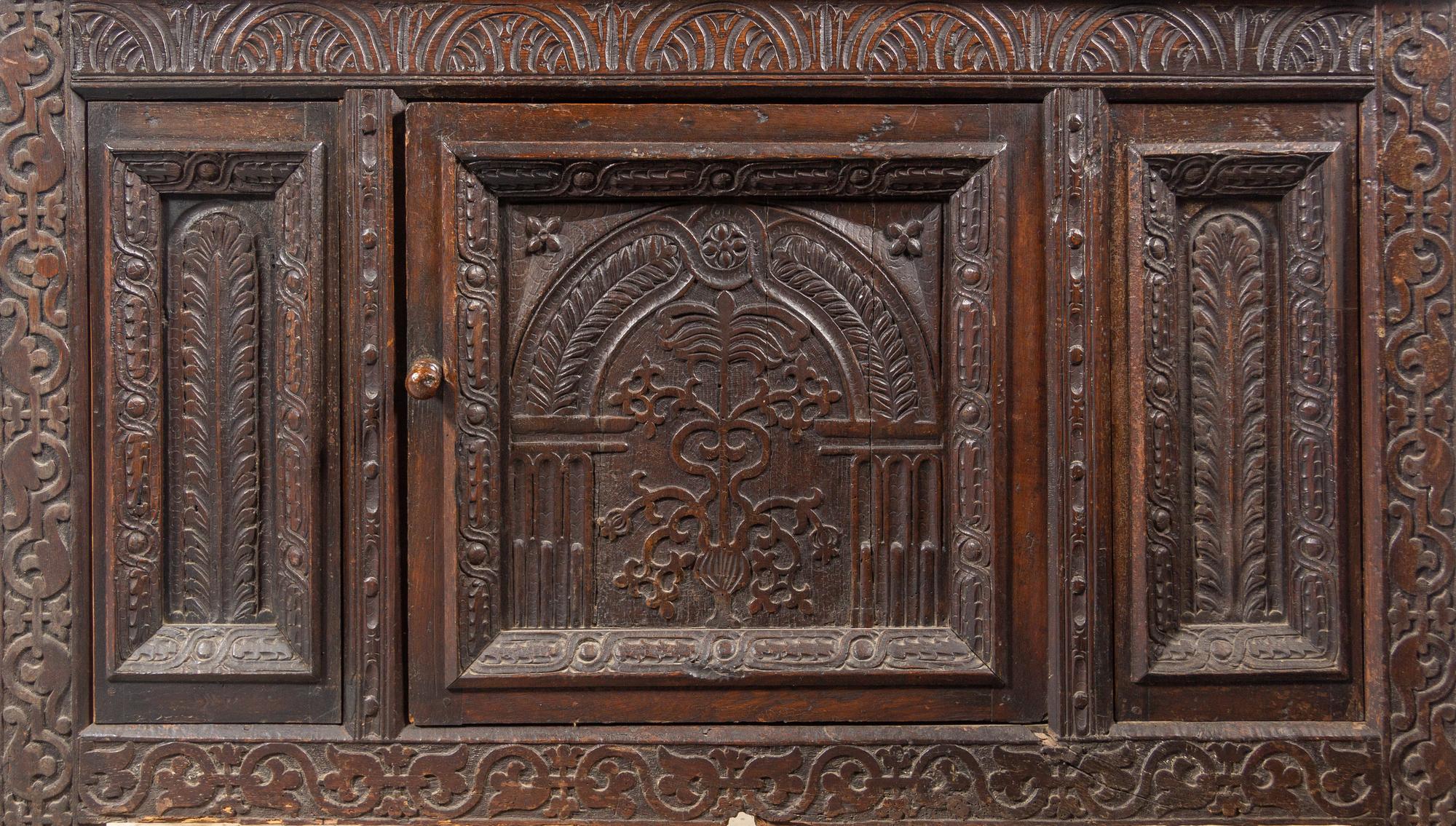 A William and Mary Carved Oak Court Cupboard
