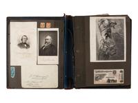[AUTOGRAPHS]. Scrapbook containing autographs and ephemera, including scarce Revolutionary War-era imprints.