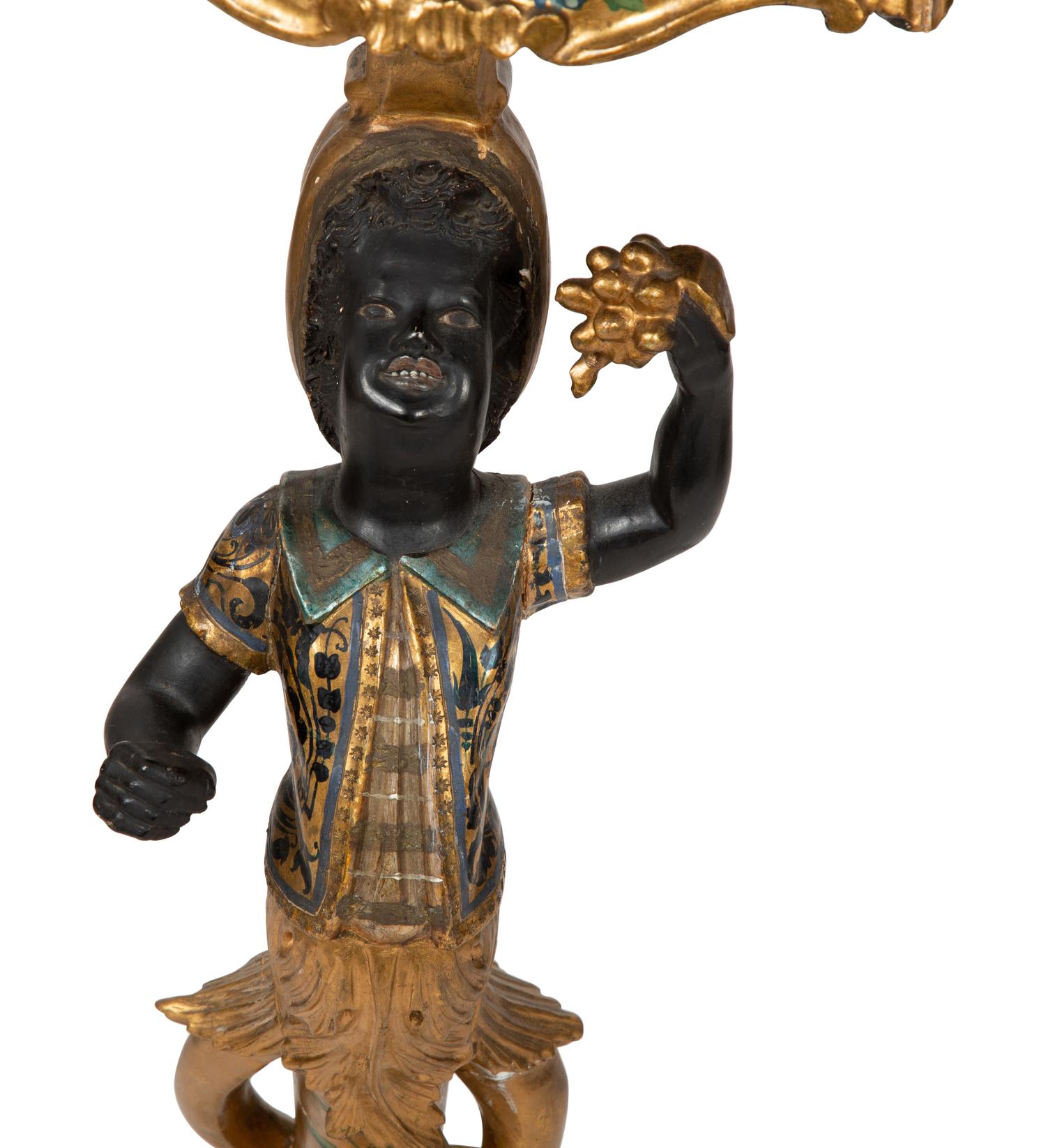 A Venetian Giltwood and Polychrome Figural Pedestal — LATE 19TH/EARLY 20TH CENTURY