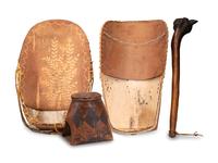 Penobscot Club and Decorated Birchbark Cradles