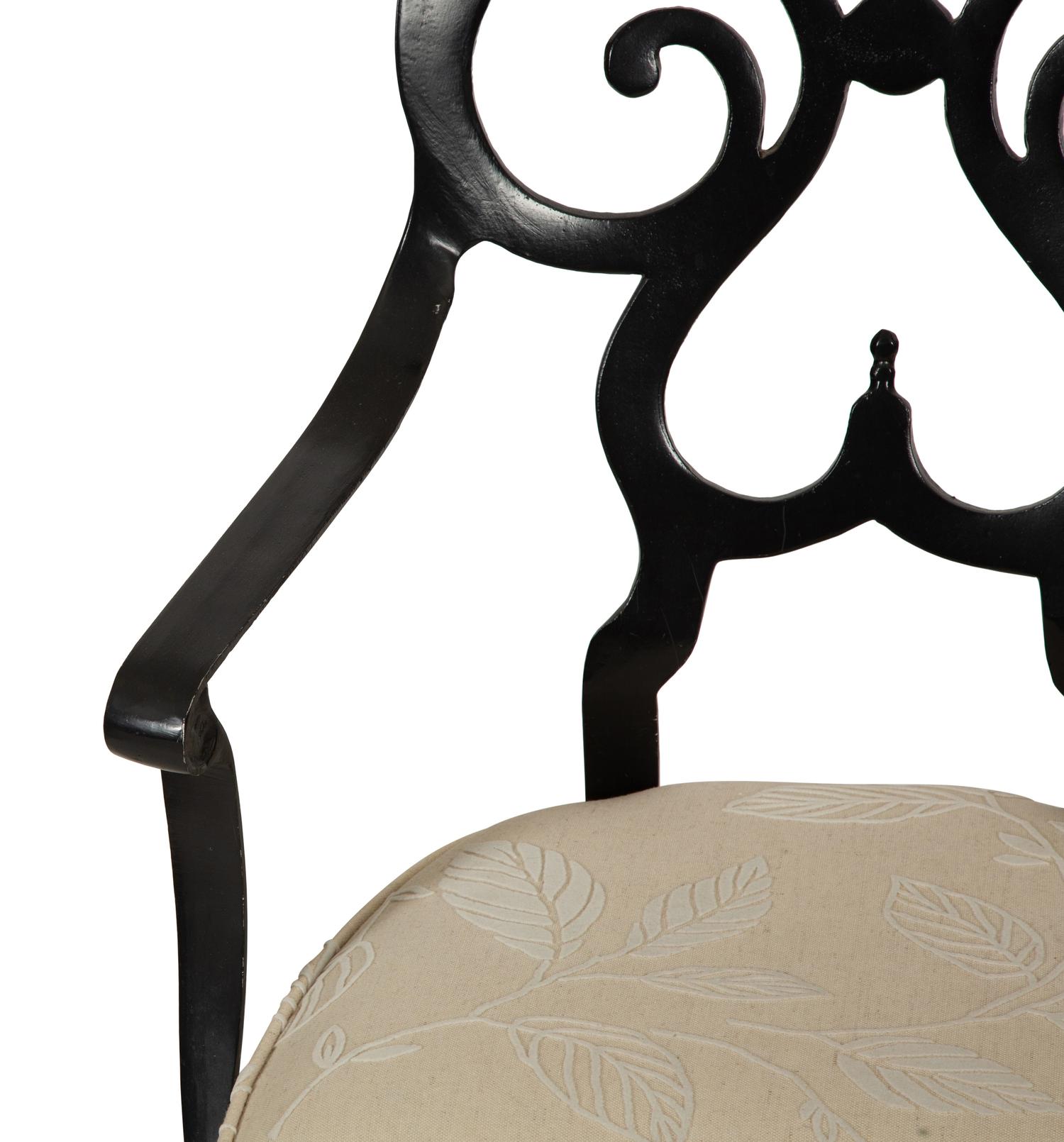 A Pair of Black Painted Metal Armchairs