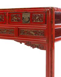A Chinese Parcel Gilt Red Lacquer Table