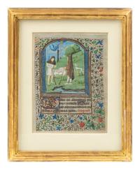 [LEAVES—ILLUMINATED MANUSCRIPTS]. Leaf from a French Book of Hours in Latin. [Paris?, second half 15th century].